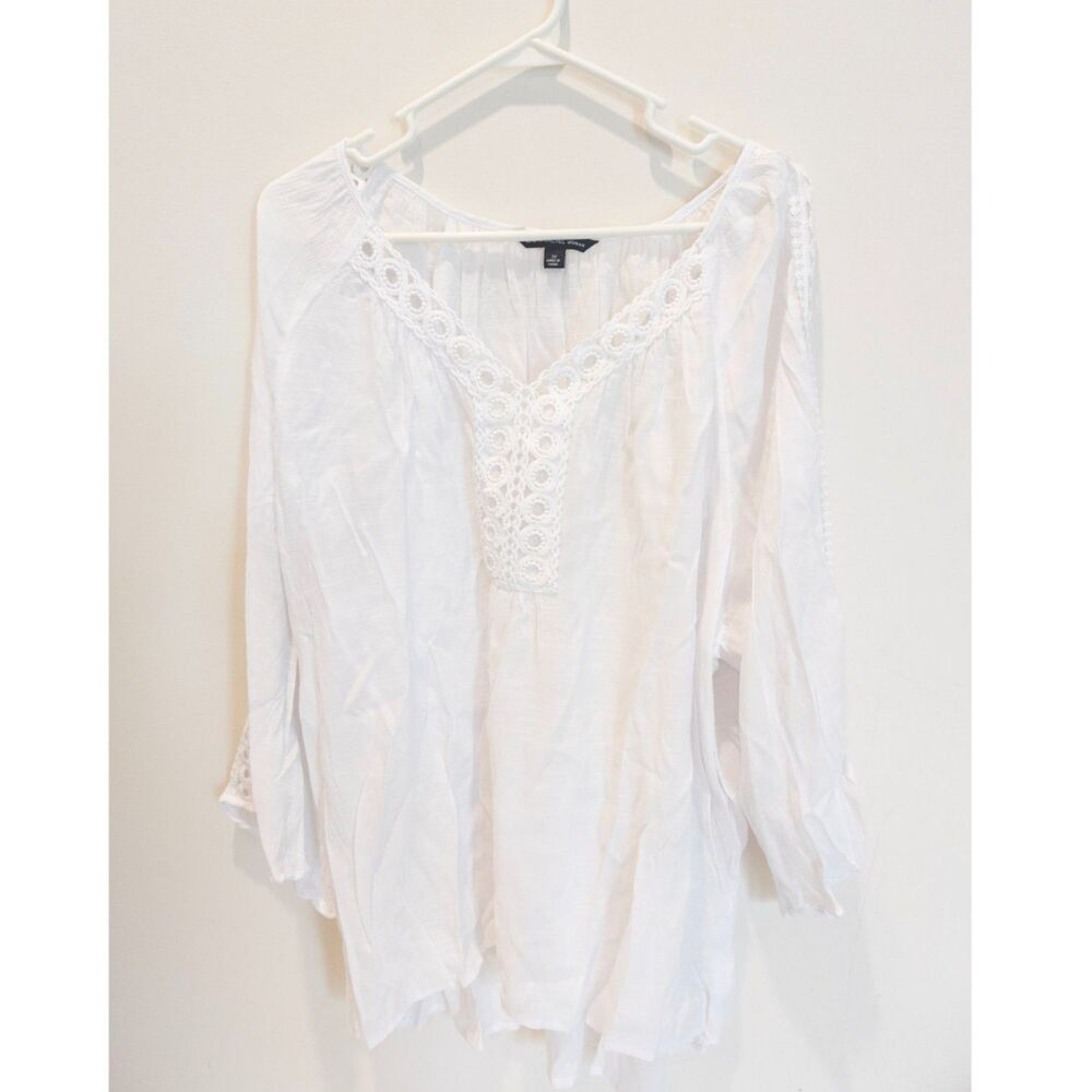 Zac & Rachel women's white pattern 3/4 sleeve blouse size 3X